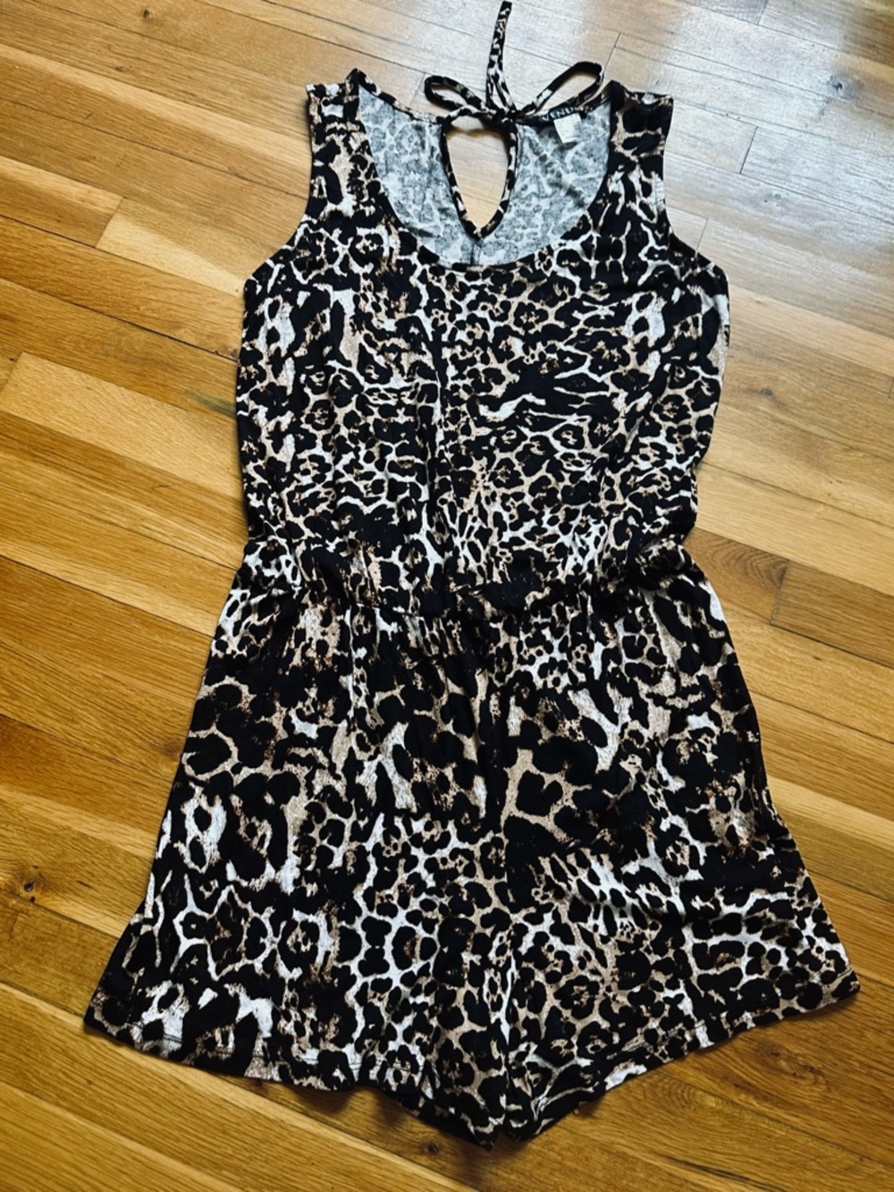 VENUS Leopard Print Sleeveless Romper‎ - Black & Tan